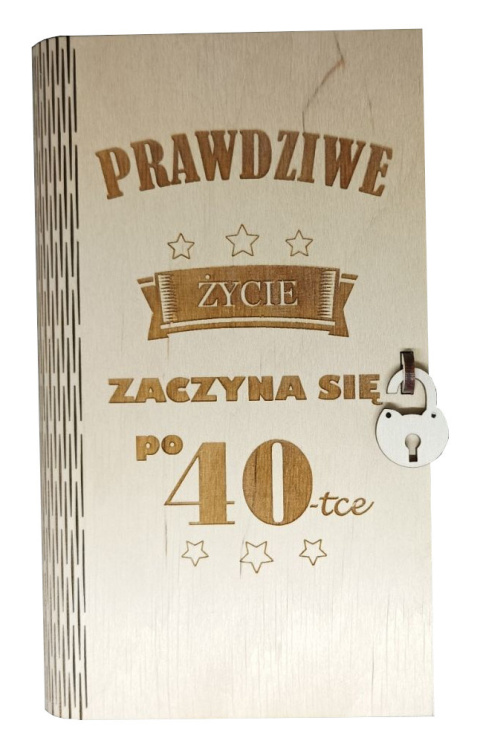 Drewniane pudełko, koperta - Urodziny 40 lat - (wzór 1)