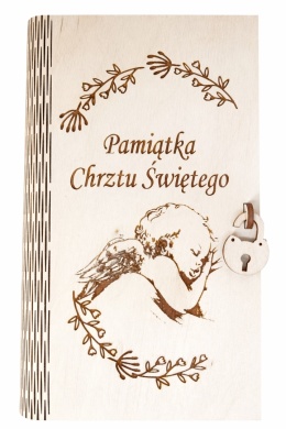 Drewniane pudełko, koperta - Pamiątka Chrztu Świętego - (wzór 3)