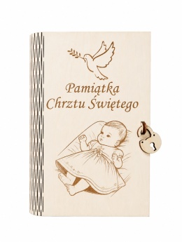 Drewniane pudełko, koperta - Pamiątka Chrztu Świętego - (wzór 5)