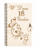 Drewniane pudełko, koperta - Urodziny 18 lat - (wzór 3)