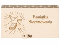 Drewniane pudełko, koperta - Pamiątka bierzmowania