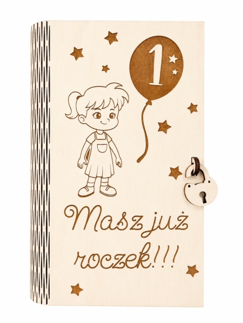 Drewniane pudełko, koperta - Masz już roczek - (wz dz 2)