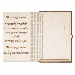 Drewniane pudełko, koperta personalizowana - W dniu ślubu- (wzór 1)