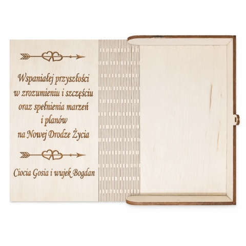 Drewniane pudełko, koperta personalizowana - W dniu ślubu- (wzór 1)