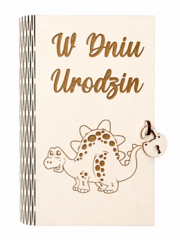 Drewniane pudełko, koperta - W dnu urodzin - (wzór dziecięcy 1)