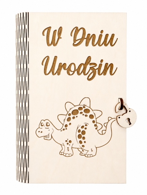 Drewniane pudełko, koperta - W dnu urodzin - (wzór dziecięcy 1)