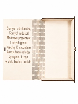Drewniane pudełko, koperta - W dnu urodzin - (wzór dziecięcy 1)