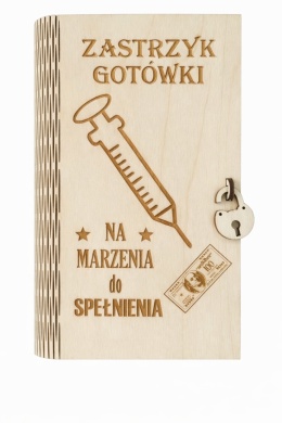 Drewniane pudełko, koperta - urodziny, imieniny - zastrzyk gotówki