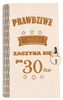 Drewniane pudełko, koperta - w dnu 30 urodzin - (wzór 1)