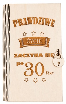 Drewniane pudełko, koperta - w dnu 30 urodzin - (wzór 1)