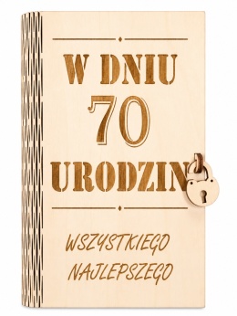 Drewniane pudełko, koperta - z okazji 70 urodzin - (wzór 6)