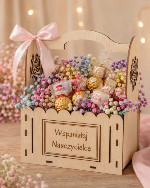 Drewniane pudełko, skrzynka - Wspaniałej Nauczycielce