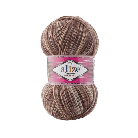 Włóczka na skarpety - Alize Superwash Comfort - brąz (7678)