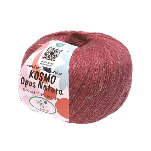 Włóczka Kosmo - wełna + len - czerwony (044)