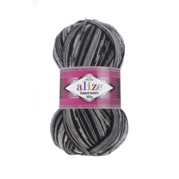 Włóczka na skarpety - Alize Superwash Comfort - czarno-popielaty (2695)